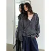 3699 # Juslin Top Deportivo Ligero con Capucha Dobladillo Abotonado Naturalmente Ligeramente Afelpado Holgado Hombros Caídos Mangas Largas Rayado
