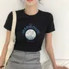 Estilo High Street Americano Dulce y Picante Ajustado Versátil Top Verano 2026 Nuevo Negro Hombro Normal Manga Corta Camiseta Ropa para Mujer