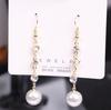 Pendientes Coreanos S925 Dongdaemun con Borla de Perlas Incrustadas de Diamantes Pendientes de Lujo Nicho Celebridad de Internet Ganchos para Orejas B364