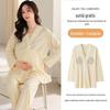Kimono de Algodão Primavera e Outono Pijama para Gestantes Roupa de Casa Feminina Manga Longa Roupa de Maternidade para Amamentação Algodão Sensação Roupas de Casa Femininas