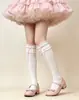 Calcetines de Algodón Puro con Cordones hasta Media Pantorrilla para Mujer, Calcetines de Encaje con Cinta para Primavera y Verano hasta la Rodilla, Calcetines de Pantorrilla Lolita