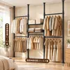Estante para Ropa de Piso a Techo Marco de Acero al Carbono Combinación de Armario Metálico Estante de Almacenamiento en Capas Simple Estante de Almacenamiento para Casa de Alquiler