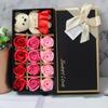 Caja de regalo de flor de jabón de rosa 12 flores de jabón de oso Regalo para el Día de Acción de Gracias Día del Maestro Flores artificiales creativas