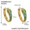 Pendientes de Acero Inoxidable con Baño de Oro Real de 18K, Forma de U, Circonita Colorida, Forma de Serpiente, Completamente Incrustados con Diamantes, Lujo Accesible, Moda, Pendientes Versátiles