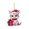 Decoración Navideña Nueva para Amazon Transfronterizo Serie Gatito Navideño Colgante para Árbol de Navidad Acrílico Colgante para Coche
