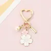 Llavero Cadena Perla Sakura Colgante Corazón Girly Dulce Hecho a Mano DIY Encanto para Bolso Llavero
