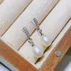 Pendientes de Plata S925 con Aguja de Plata Perla Microincrustada de Circonita Pendientes de Perla Simples Versátiles para Mujer Joyería de Perlas Naturales en Forma de Arroz