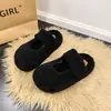 Pantuflas peludas de tamanho pequeno, com sola grossa, que aumentam a altura, para mulheres, novo estilo de inverno 2026, forradas com fleece, para uso externo, com design de bico fechado e sem salto