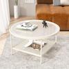 Mesa de centro de cristal sencilla nórdica para sala de estar, apartamento, mesa de centro redonda de doble capa