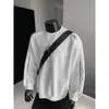 Sudadera de Otoño para Hombre de Peso Pesado 360g Estilo Americano Moderno Patchwork Desestructurado Bloques de Color Cuello Redondo Marca Nueva de Tendencia 2025 Sin Capucha