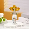 Adornos de Flor de Rosa de Cristal, Decoraciones Creativas para el Hogar, Decoraciones de Artesanía de Vidrio de Flor de Siete Cabezas Coloridas para Escritorio de Sala de Estar