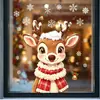 Pegatinas Estáticas Navideñas de Reno Lindas de Dibujos Animados para Ventanas, Sin Pegamento, Sin Daño al Vidrio, Decoración de Atmósfera Festiva para Ventanas de Sala de Estar