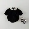 INS Roupa de Macacão para Bebê Primavera e Outono Bordada Flor Boneca Gola Manga Longa para Tesouro Feminino Veludo Doce Calcinha Saco