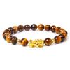 Pulseira Braçadeira de Pedra Olho de Tigre Cristal Branco Natural Pulseira Masculina Pedra com Provérbios de Seis Palavras Pulseira de Contas de Ágata Fosca