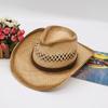 Chapéu de palha de ráfia masculino e feminino mais vendido no exterior, chapéu de sol de cowboy ocidental europeu e americano, chapéu de praia, chapéu de palha, fabricante forte