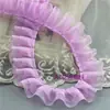 Puños plisados de encaje de doble capa de nueva ola de 4 cm con banda elástica de estilo étnico, de moda cosidos a mano