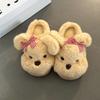 Piao Hong Design Adorables Pantuflas Peludas con Lazo de Perrito para Otoño e Invierno, Adorables Pantuflas de Algodón Cerradas con Suela Gruesa de Peluche