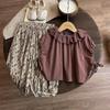 Conjunto de Ropa de Verano para Niñas: Camisa de Encaje Floral Estilo Coreano de Moda y Pantalones de Linterna Florales para Bebés Niñas