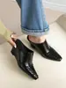 Mules Retro de Cuña con Punta Cerrada de Tejido Sintético para Mujer, Sandalias Casuales de Deslizamiento de Moda para Uso en Exteriores