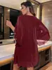 Vestido Elegante para Eventos Sociais Feminino Plus Size com Decote V e Mangas Divididas Ajuste na Cintura Amazon Europeu e Americano Cruzado Primavera e Verão 2026
