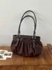 Bolsa tote vintage de camurça com laço estilo coreano para mulheres, novo modelo 2026, grande capacidade, versátil para o trabalho, bolsa de ombro e de axila