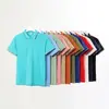 Camisa polo de manga corta de algodón de oxígeno helado con bloques de color y piqué fino, con diseños estampados y bordados, estilo unisex versátil para ropa de trabajo en grupo