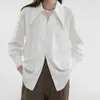 Camisa Blanca para Mujer Otoño 2025 Top con Cremallera Holgado y con Caída Versátil Francesa de Manga Larga Elegante Delgada