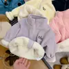 Jaqueta Infantil Unissex de Fleece Coral Dupla Face Inverno Média-Grande Crianças Gola Alta Com Pelúcia Espessada Top Jaqueta Quente Infantil
