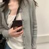 Cárdigan de Punto Vintage Twist 2025 Otoño/Invierno Nuevo para Mujer, Cuello Redondo Corto Base Versátil Adelgazante Chaqueta Suéter para Mujer