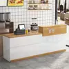 Mostrador de caja registradora simple, recepción de mostrador para uso comercial, mostrador de bar para tienda pequeña, mostrador de bar para tienda de té de leche y bocadillos, mostrador de madera para restaurante