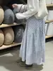 Falda de cuadros azul cielo holgada estilo coreano para adelgazar, modelo 2026 para mujeres petite, falda de retazos con dobladillo grande, falda larga de línea A