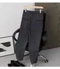 Pantalones de vestir cropped fluidos sin planchar para hombre, estilo coreano, que alargan la figura, corte recto slim fit, pantalones de traje de alta gama, pantalones casuales cónicos para hombre