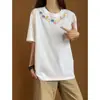 Ropa de Verano para Parejas 2026, Estilo Unisex, Cuello Bordado, Top Delgado Casual Holgado, Camiseta de Alta Gama a la Moda