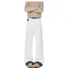Calça jeans patchwork estilo retrô americano com estampa de cobra branca para homens e mulheres, corte slim street style com uma vibe cool e ousada, calça longa levemente flare