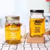 Alça de vidro Caneca letra copo para bebida de chá com leite/Garrafa de mel Caneca de presente com tampa copo de vidro com logotipo
