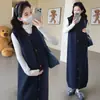Ropa de Maternidad de Talla Grande Nuevo Estilo Conjunto de Maternidad de Dos Piezas Casual Vestido de Maternidad Tejido + Conjunto de Maternidad de Capa Base