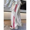 Pantalones Deportivos Rayados Pesados Transfronterizos Americanos Hombres y Mujeres Marca de Moda Holgados con Caída Deportivos Largos Pierna Recta Pierna Ancha Casuales Hombres