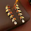 Set de Borla de Espiga de Trigo Incrustada con Diamantes Vintage para Mujer, Joyería de Moda, de Nicho, Versátil con un Toque de Lujo Ligero y de Alta Gama