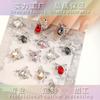 Joyería de diamantes para uñas al por mayor LZ mismo estilo rojo neto diamante cuadrado lazo aleación tridimensional diamante pajarita accesorios para uñas