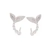 Diseño Único, Pendientes Compactos de Perla Cola de Pez, Estilo Femenino, Pendientes de Circonita Simples y Elegantes, Pendientes de Alta Gama