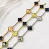 Pulsera de Trébol de Cinco Pétalos Azul Peter Versión Alta para Mujer Ágata Natural Temperamento Versátil Sensación de Alta Gama Pulsera de Flor Versátil