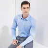 Camisas de Hombre de Gama Alta, Ropa para Hombres de Negocios, Camisa de Manga Larga Elástica de Fibra de Bambú, Ropa de Trabajo Profesional, Camisas Blancas, Logo Bordado al por Mayor