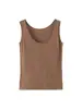 Traje de lino liso de color sólido para verano: Conjunto completo de camiseta sin mangas de cuello en U para mujer + pantalones de pierna ancha + cárdigan de punto con cuello en V