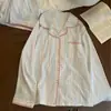 Lindo Pijama de Rayas Florales para Niña, Cardigan de Encaje para Primavera y Otoño, Conjunto de Dos Piezas, Ropa de Casa para Dormitorio Estudiantil
