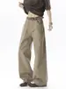 Pantalones de Trabajo Grises Lavables para Hombre, Pantalones de Algodón Delgados de Verano, Holgados, Rectos, de Pierna Ancha, Estilo Americano, Modernos, Casuales