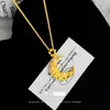 Estilo Popular Xiaohongshu Luxo Leve Design de Nicho Ouro Antigo Pontos de Diamante Estrela Folha de Louro Pingente Colar Clavícula Atacado
