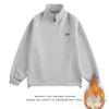 Estilo americano da marca da moda oversize bordado gola vertical meio zíper suéter pesado jovem solto casual esportivo top