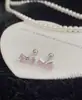 Pendientes Rosados de Fantasía Sueño de Princesa Piedra Preciosa Corazón Lazo Borla Circonita Dulces Versátiles Pendientes de Cartílago