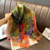 Nuevo Chal Bufanda de Protección Solar Primavera y Verano, Clásico Seda Artificial, Gasa Suave, Estilo Largo, Bufanda Chal de Moda y Versátil