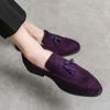 Zapatos de Cuero Británicos para Hombre Estilo Coreano de Moda Elevadores Internos Antivellón Zapatos Tipo Mocasín Slip-on Perezosos Casuales Mocasines con Borlas